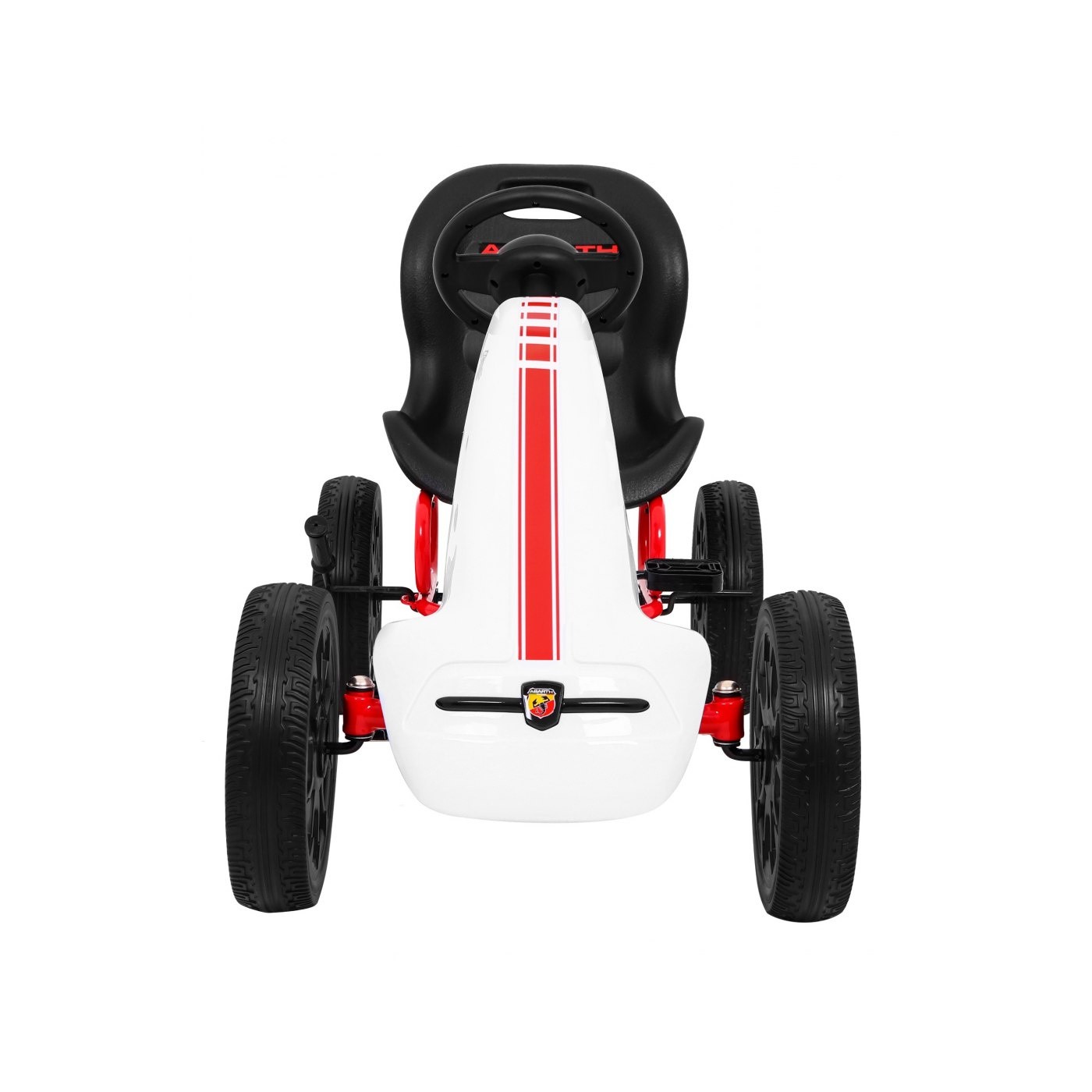 Gokart ABARTH na pedály pro děti bílá + Kola EVA + Ruční brza + Volný běh
