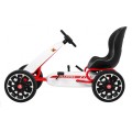 Gokart ABARTH na pedály pro děti bílá + Kola EVA + Ruční brza + Volný běh