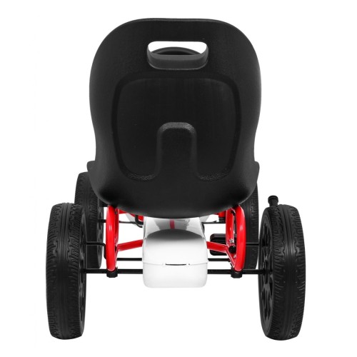 Gokart ABARTH na pedály pro děti bílá + Kola EVA + Ruční brza + Volný běh