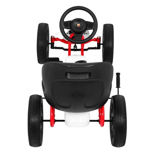 Gokart ABARTH na pedály pro děti bílá + Kola EVA + Ruční brza + Volný běh