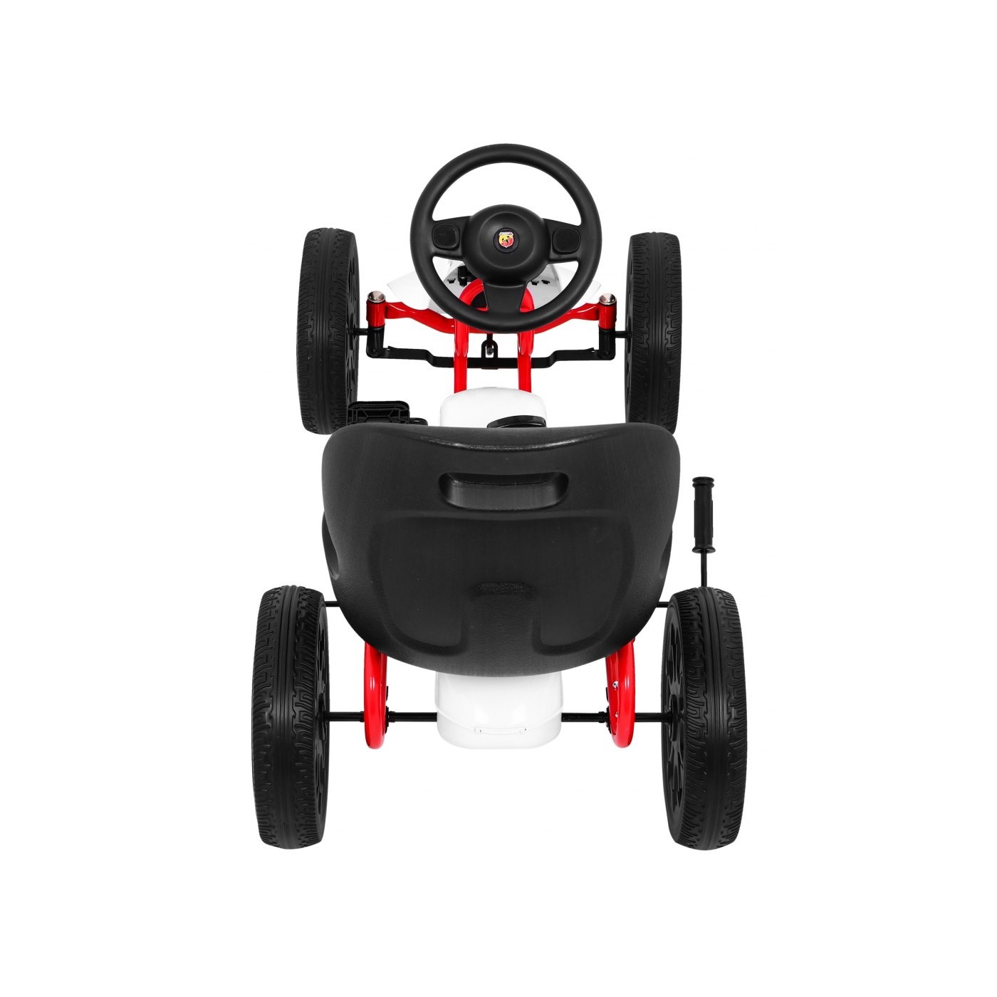 Gokart ABARTH na pedály pro děti bílá + Kola EVA + Ruční brza + Volný běh