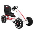 Gokart ABARTH na pedály pro děti bílá + Kola EVA + Ruční brza + Volný běh