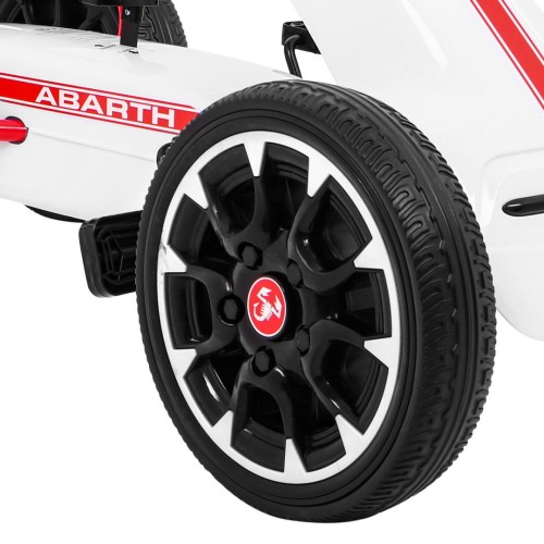 Gokart ABARTH na pedály pro děti bílá + Kola EVA + Ruční brza + Volný běh
