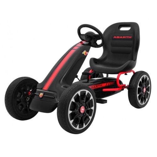 Gokart ABARTH na pedály pro děti černá Kola EVA + Ruční brza + Volný běh