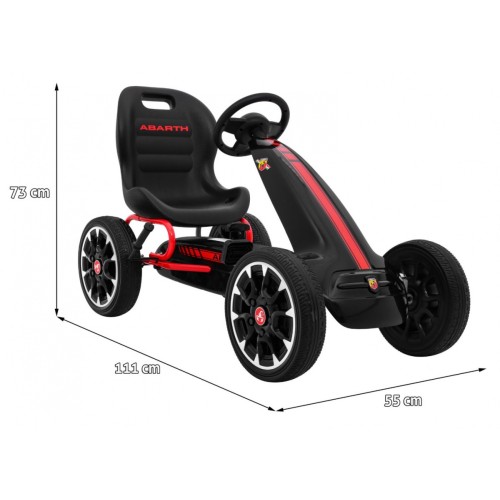 Gokart ABARTH na pedály pro děti černá Kola EVA + Ruční brza + Volný běh