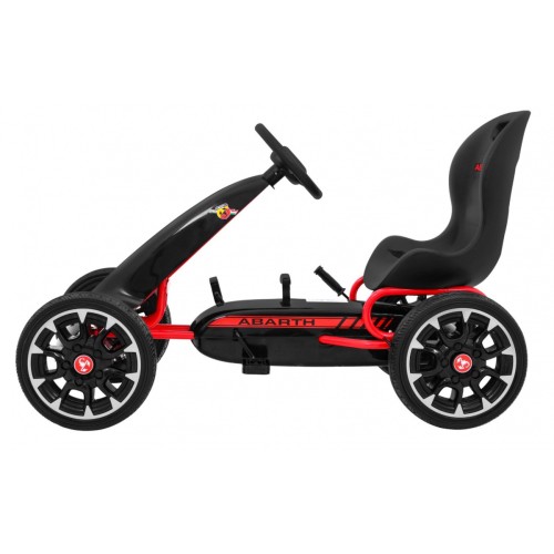 Gokart ABARTH na pedály pro děti černá Kola EVA + Ruční brza + Volný běh