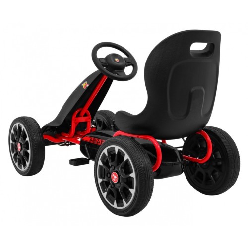 Gokart ABARTH na pedály pro děti černá Kola EVA + Ruční brza + Volný běh