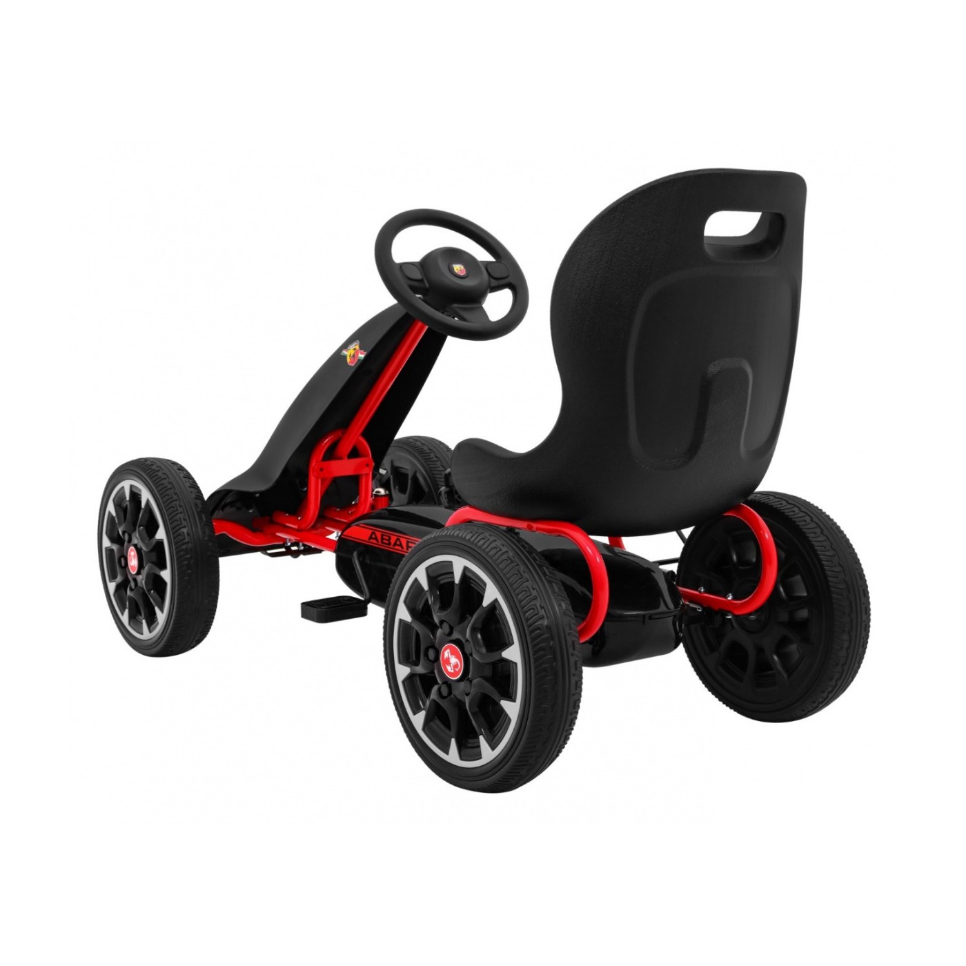 Gokart ABARTH na pedály pro děti černá Kola EVA + Ruční brza + Volný běh