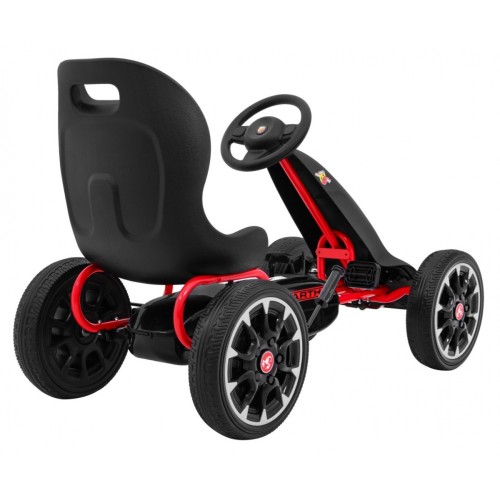 Gokart ABARTH na pedály pro děti černá Kola EVA + Ruční brza + Volný běh