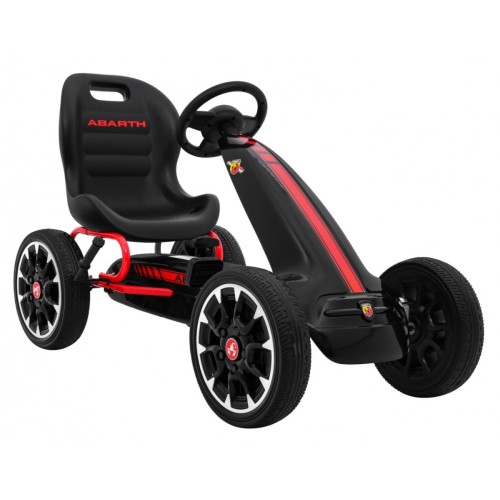 Gokart ABARTH na pedály pro děti černá Kola EVA + Ruční brza + Volný běh