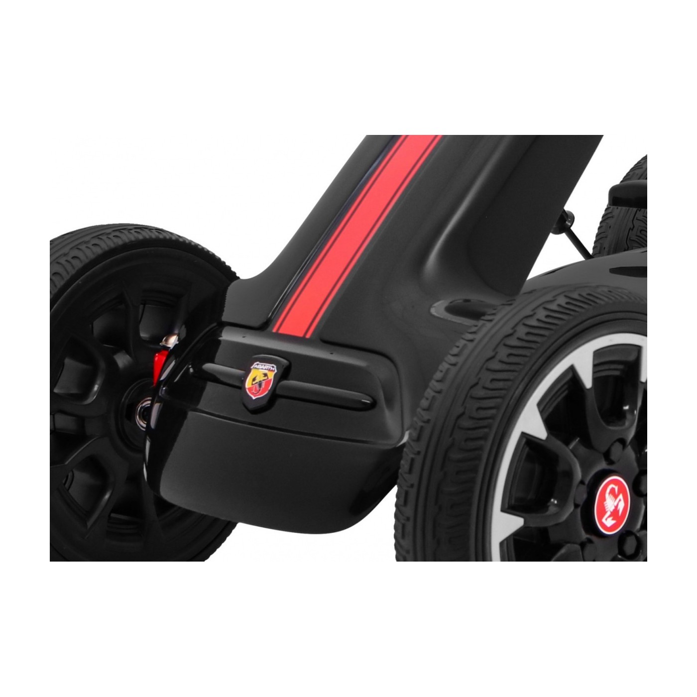Gokart ABARTH na pedály pro děti černá Kola EVA + Ruční brza + Volný běh