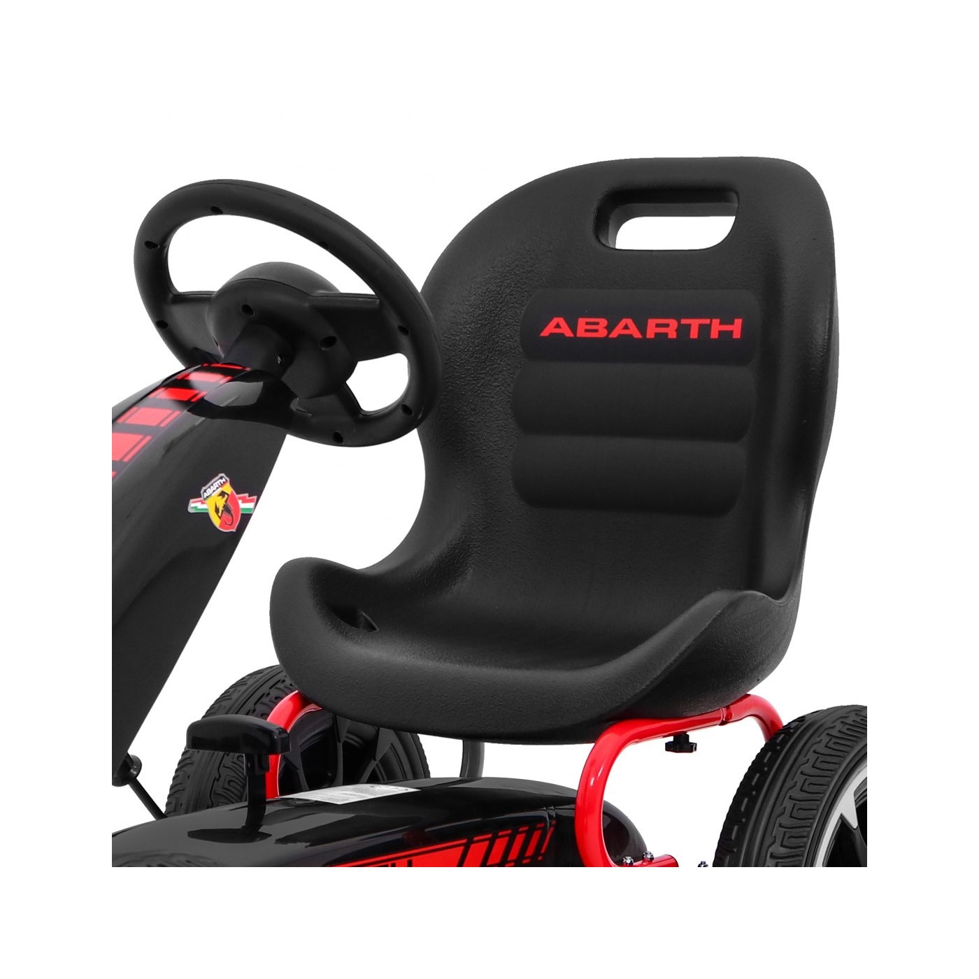 Gokart ABARTH na pedály pro děti černá Kola EVA + Ruční brza + Volný běh