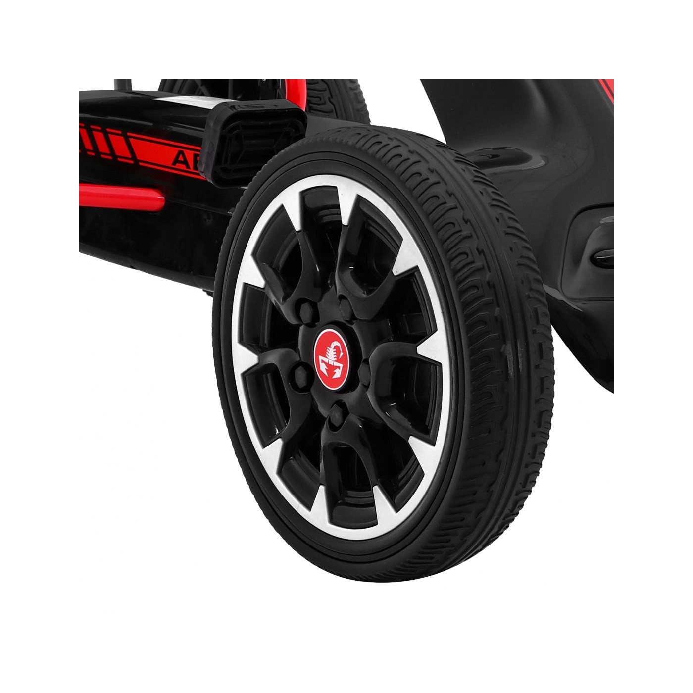 Gokart ABARTH na pedály pro děti černá Kola EVA + Ruční brza + Volný běh