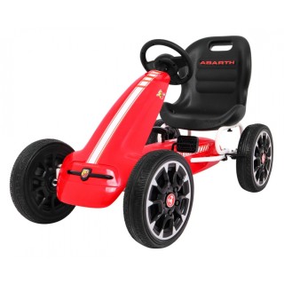 Gokart ABARTH na pedály pro děti červená + Kola EVA + Ruční brza + Volný běh