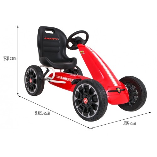 Gokart ABARTH na pedály pro děti červená + Kola EVA + Ruční brza + Volný běh