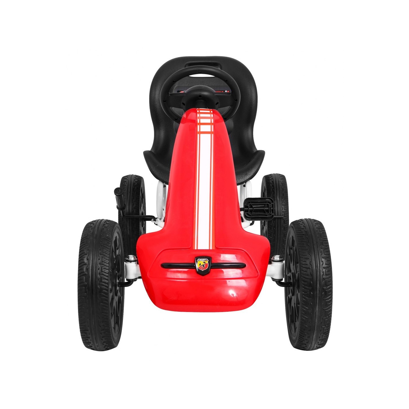 Gokart ABARTH na pedály pro děti červená + Kola EVA + Ruční brza + Volný běh