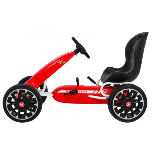 Gokart ABARTH na pedály pro děti červená + Kola EVA + Ruční brza + Volný běh