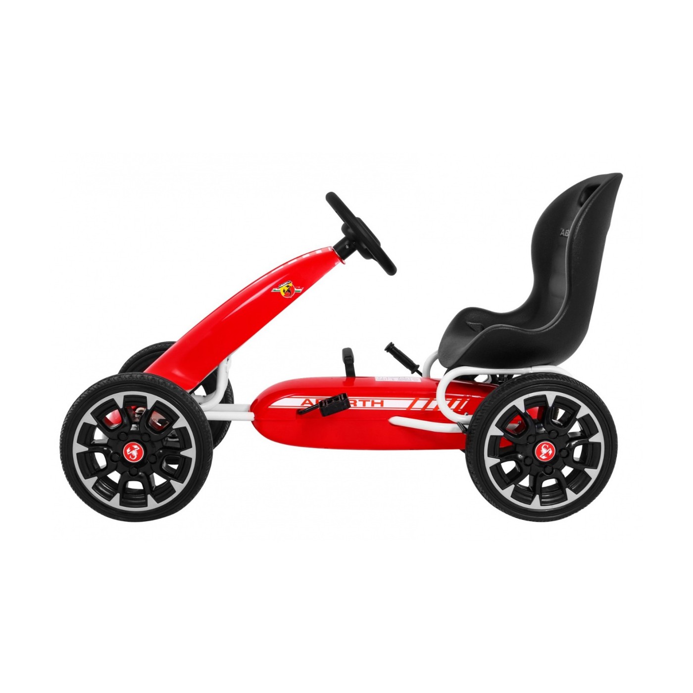Gokart ABARTH na pedály pro děti červená + Kola EVA + Ruční brza + Volný běh