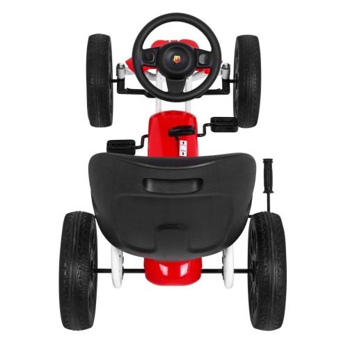 Gokart ABARTH na pedály pro děti červená + Kola EVA + Ruční brza + Volný běh