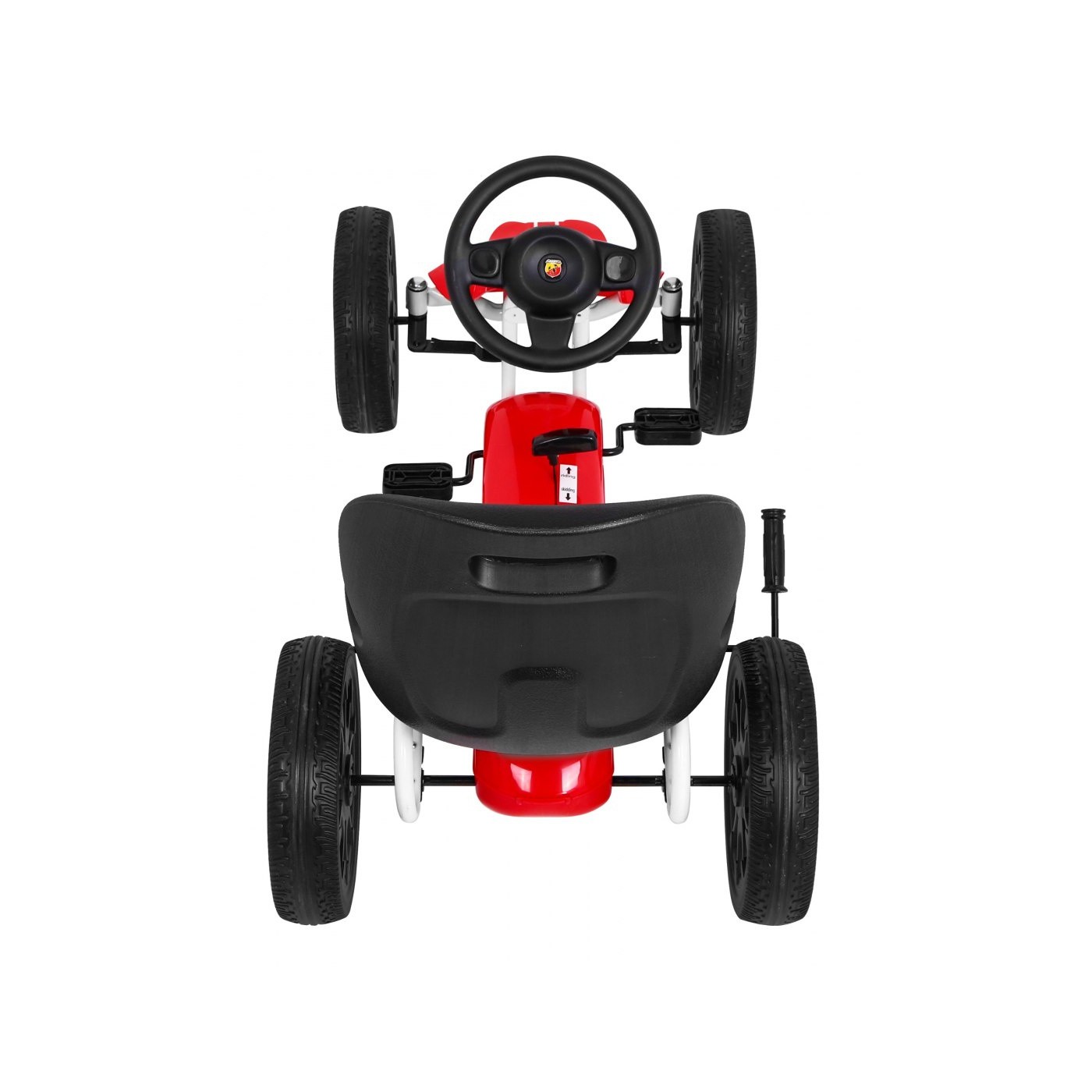 Gokart ABARTH na pedály pro děti červená + Kola EVA + Ruční brza + Volný běh