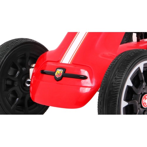 Gokart ABARTH na pedály pro děti červená + Kola EVA + Ruční brza + Volný běh