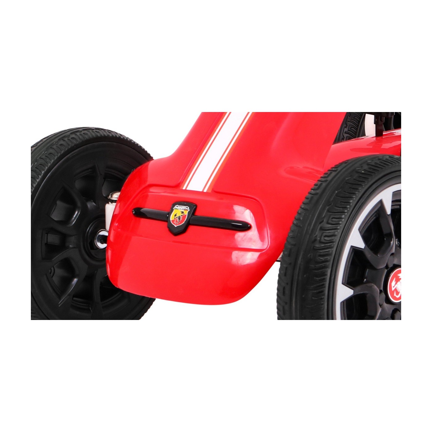Gokart ABARTH na pedály pro děti červená + Kola EVA + Ruční brza + Volný běh