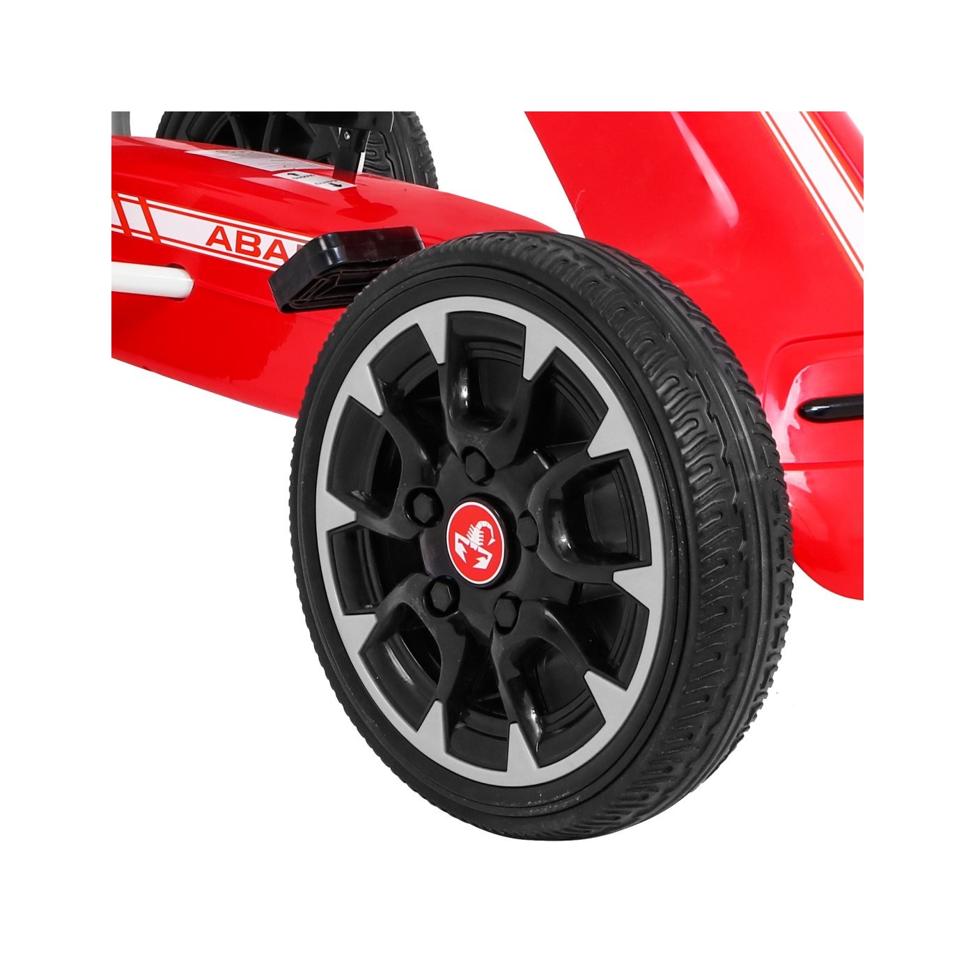 Gokart ABARTH na pedály pro děti červená + Kola EVA + Ruční brza + Volný běh