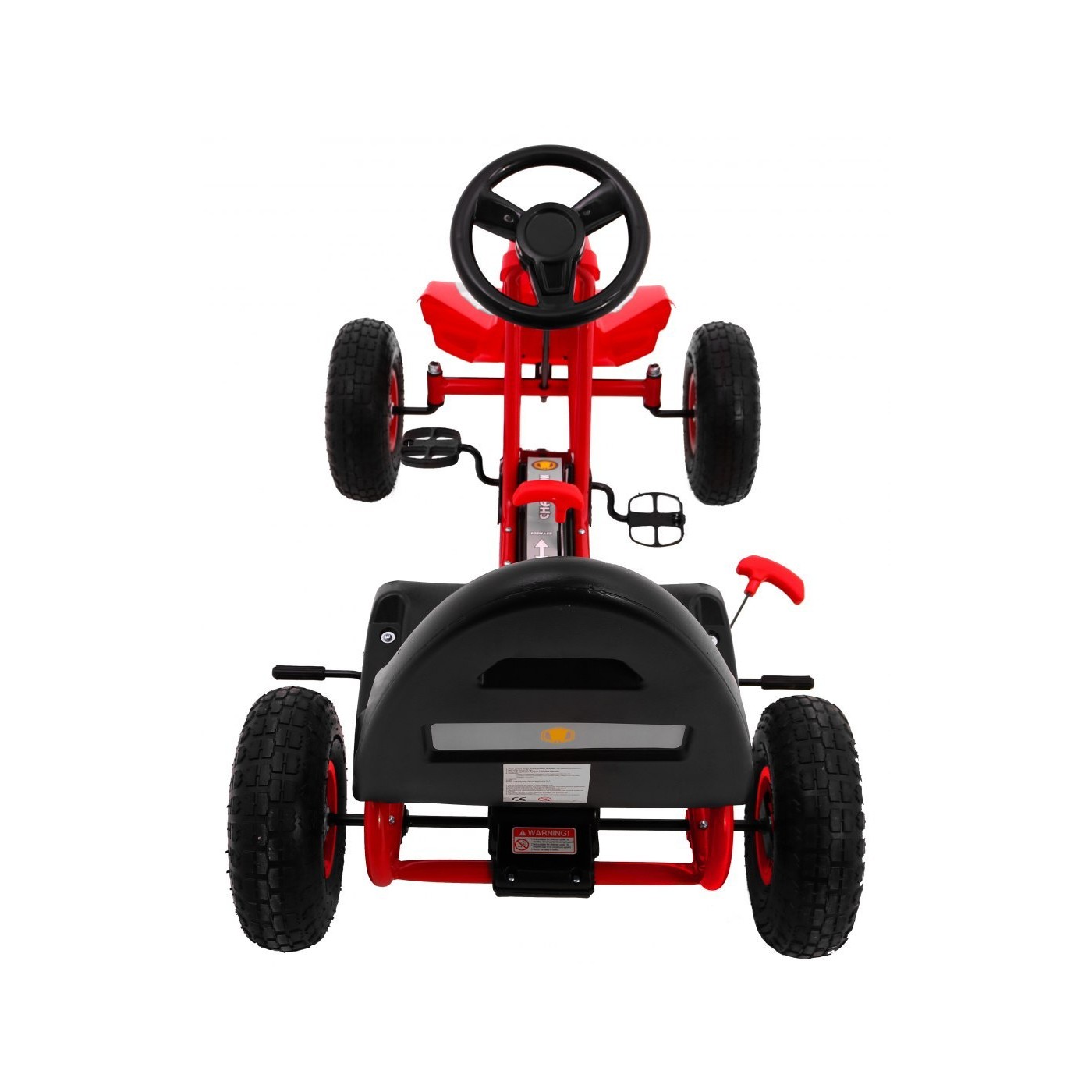Go-kart Champion na pedály pro děti 3+ červené + nahuštěné pneumatiky + nastavitelné sedadlo + ruční brzda