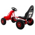 Go-kart Champion na pedály pro děti 3+ červené + nahuštěné pneumatiky + nastavitelné sedadlo + ruční brzda