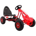 Go-kart Champion na pedály pro děti 3+ červené + nahuštěné pneumatiky + nastavitelné sedadlo + ruční brzda