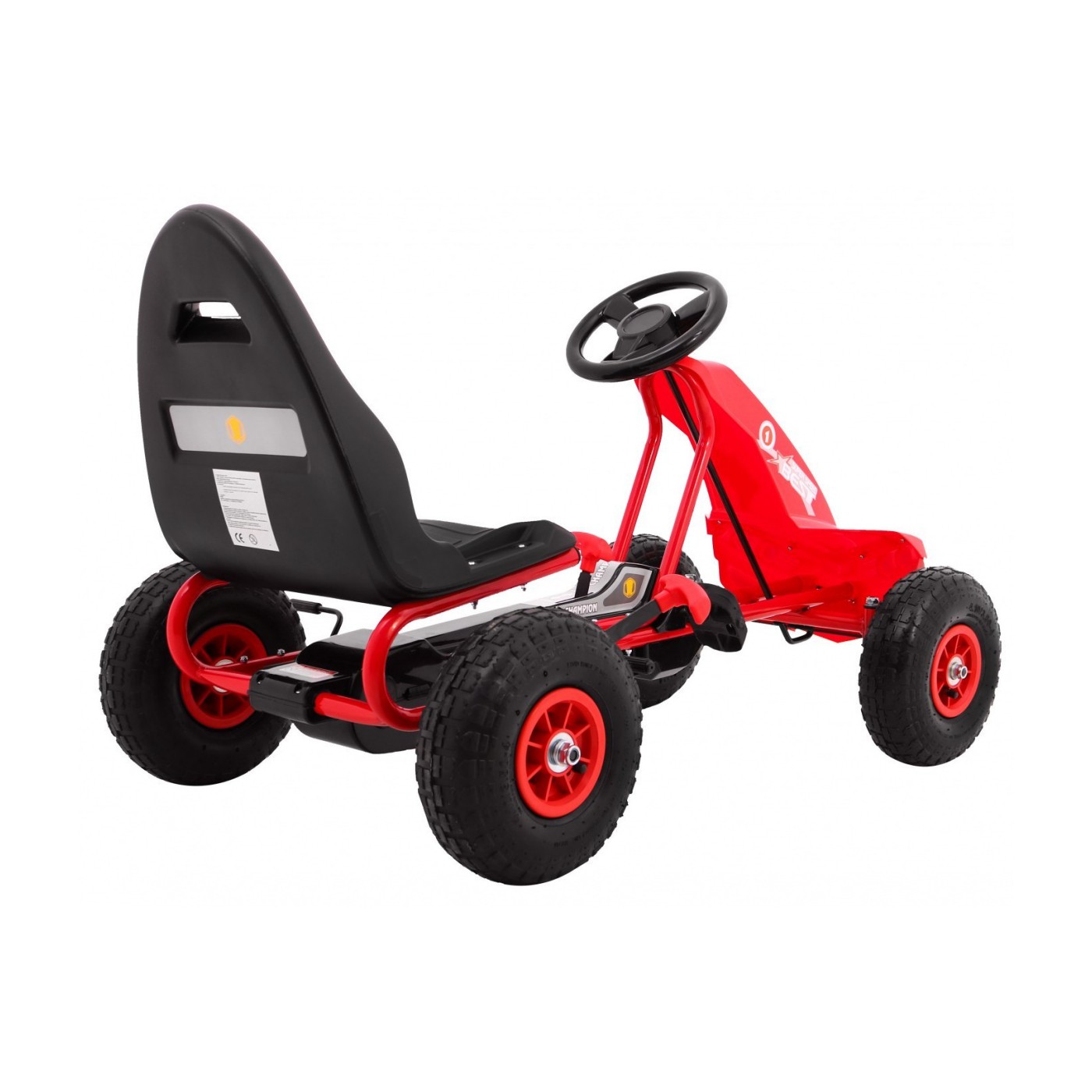Go-kart Champion na pedály pro děti 3+ červené + nahuštěné pneumatiky + nastavitelné sedadlo + ruční brzda