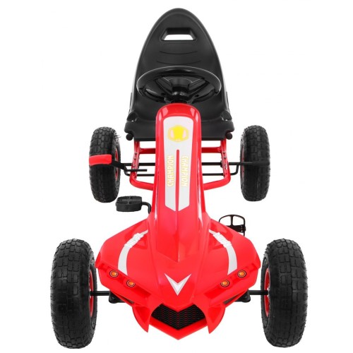 Go-kart Champion na pedály pro děti 3+ červené + nahuštěné pneumatiky + nastavitelné sedadlo + ruční brzda