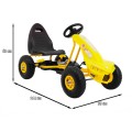 Go-kart Champion na pedály pro děti 3+ žluté nahuštěné pneumatiky + nastavitelné sedadlo + ruční brzda
