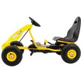 Go-kart Champion na pedály pro děti 3+ žluté nahuštěné pneumatiky + nastavitelné sedadlo + ruční brzda