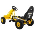 Go-kart Champion na pedály pro děti 3+ žluté nahuštěné pneumatiky + nastavitelné sedadlo + ruční brzda