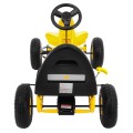 Go-kart Champion na pedály pro děti 3+ žluté nahuštěné pneumatiky + nastavitelné sedadlo + ruční brzda
