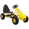 Go-kart Champion na pedály pro děti 3+ žluté nahuštěné pneumatiky + nastavitelné sedadlo + ruční brzda