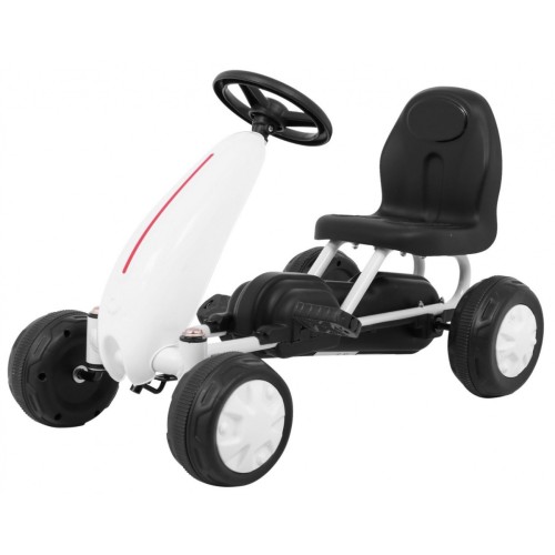 První pedálová motokára pro nejmladší bílá + Řetězový pohon + Kolečka s gumou