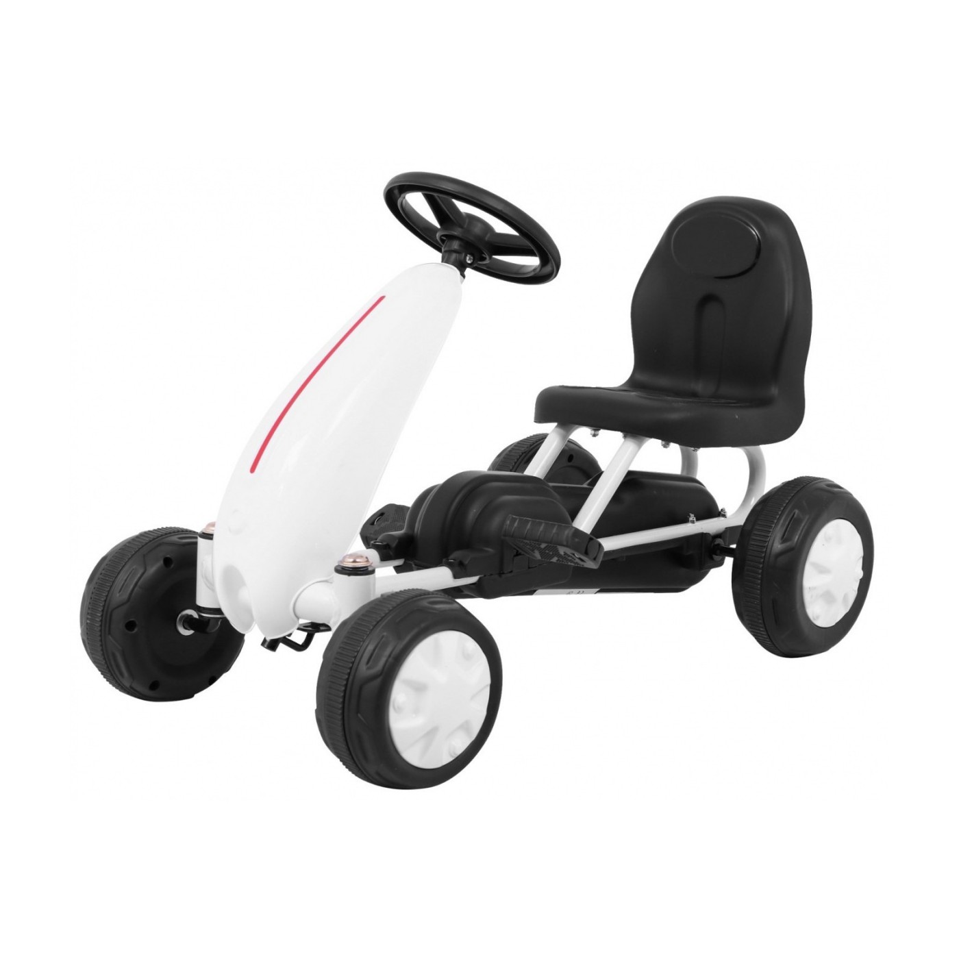 První pedálová motokára pro nejmladší bílá + Řetězový pohon + Kolečka s gumou