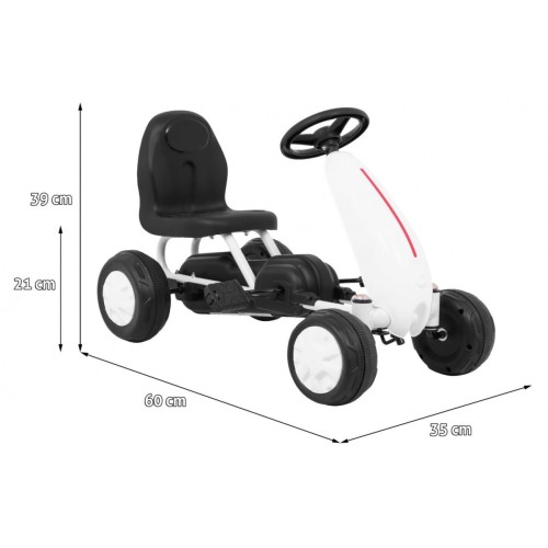První pedálová motokára pro nejmladší bílá + Řetězový pohon + Kolečka s gumou