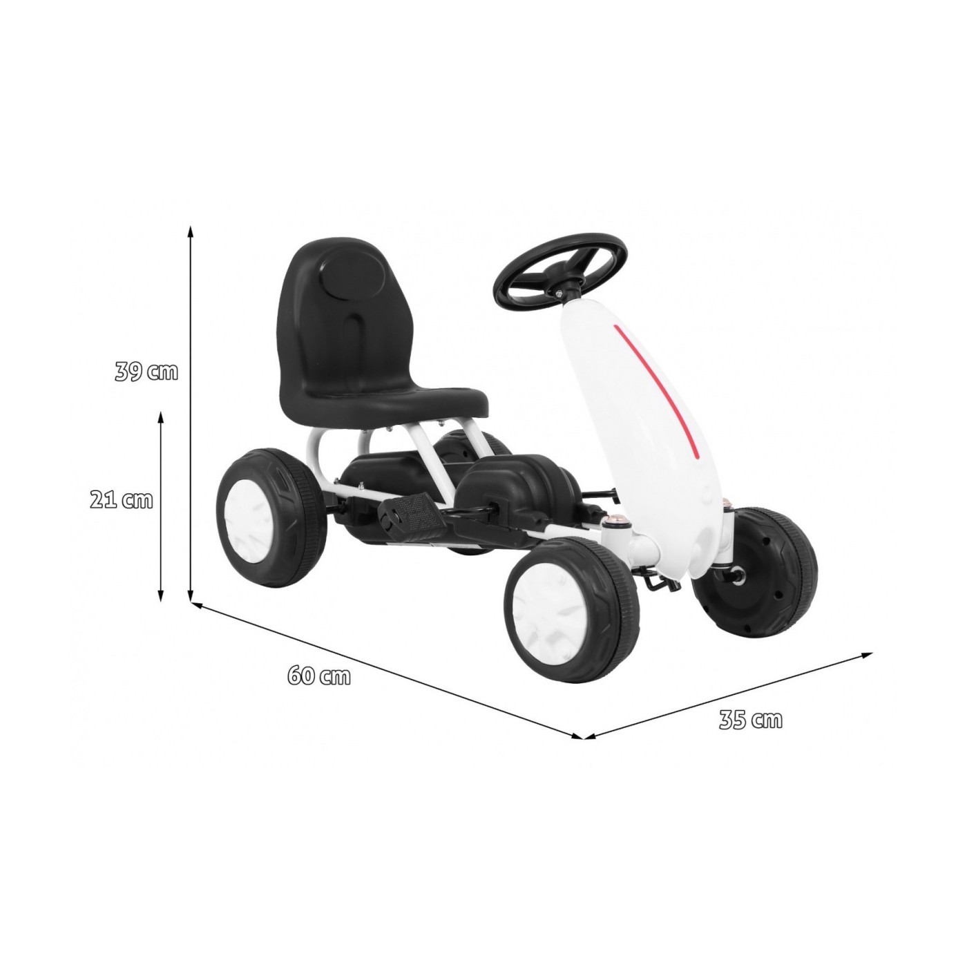 První pedálová motokára pro nejmladší bílá + Řetězový pohon + Kolečka s gumou