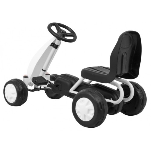 První pedálová motokára pro nejmladší bílá + Řetězový pohon + Kolečka s gumou