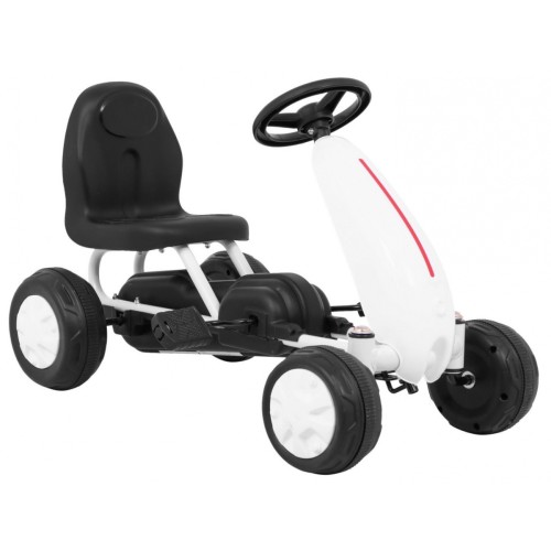První pedálová motokára pro nejmladší bílá + Řetězový pohon + Kolečka s gumou