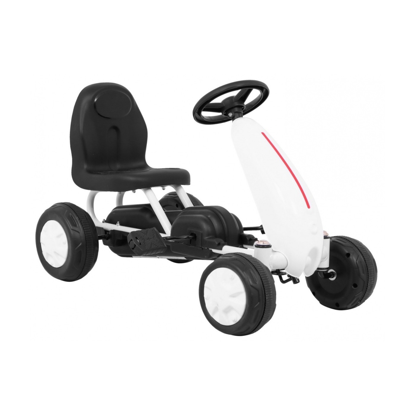 První pedálová motokára pro nejmladší bílá + Řetězový pohon + Kolečka s gumou