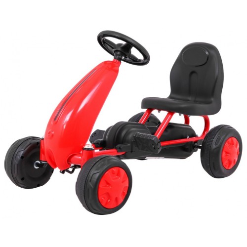 První pedálová motokára pro mladší děti červená + řetězový pohon + gumová kola