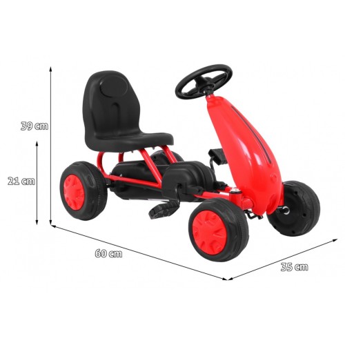 První pedálová motokára pro mladší děti červená + řetězový pohon + gumová kola