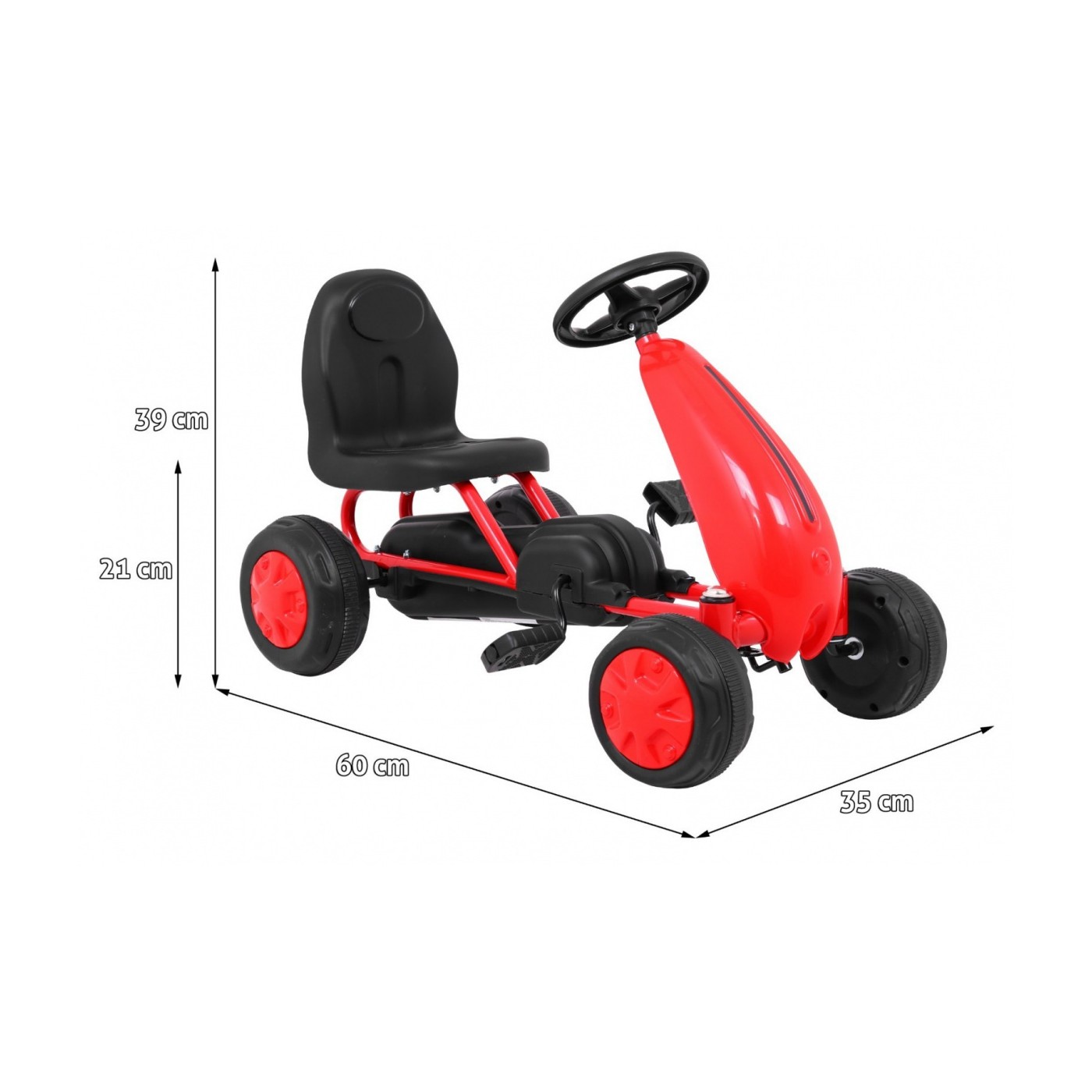První pedálová motokára pro mladší děti červená + řetězový pohon + gumová kola