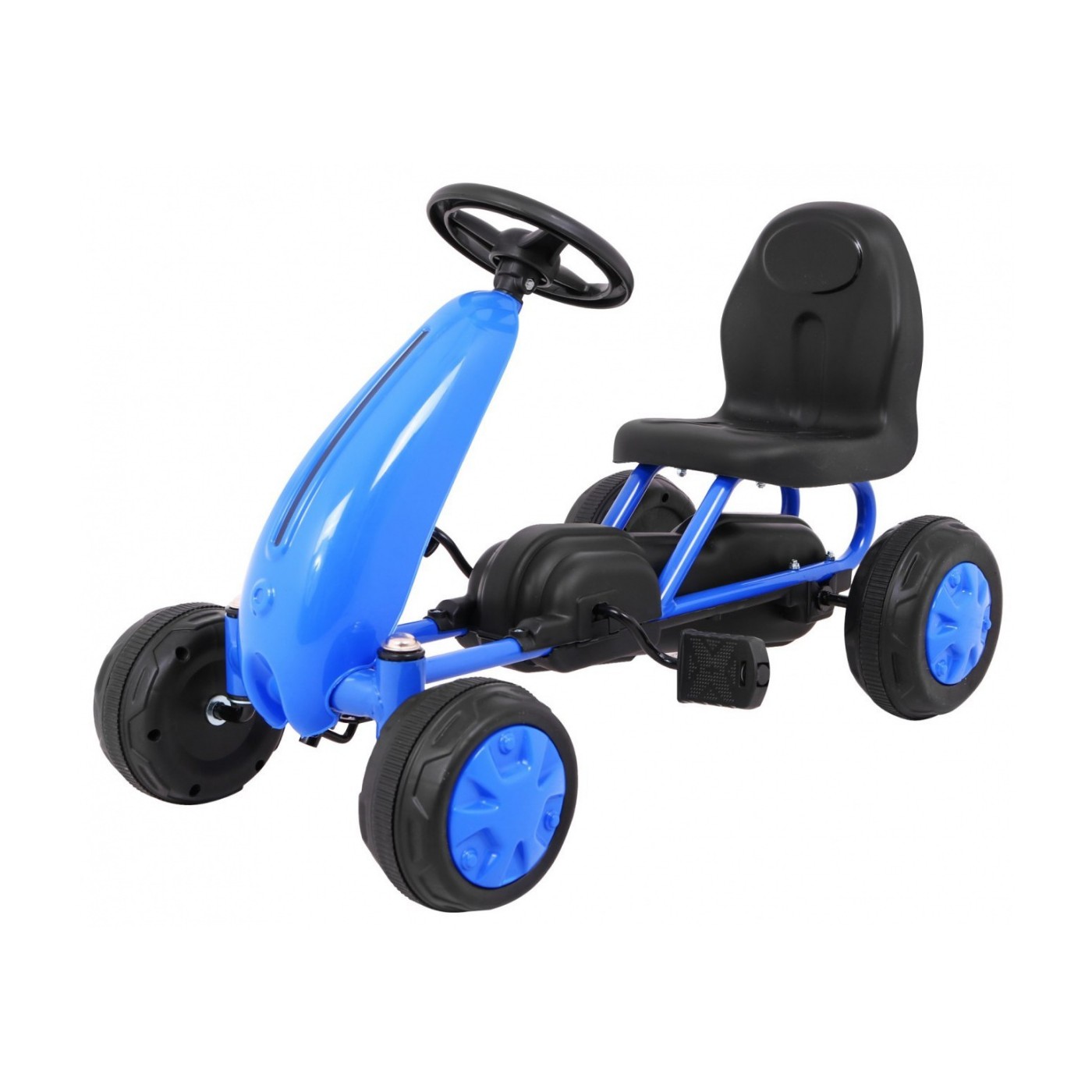 První pedálová motokára pro mladší děti modrá + řetězový pohon + gumová kola