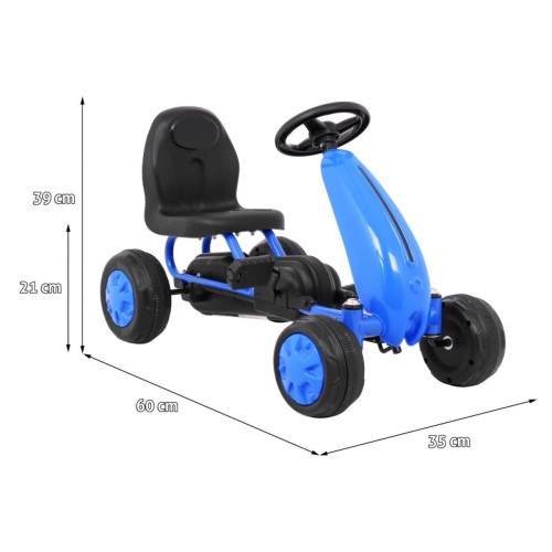 První pedálová motokára pro mladší děti modrá + řetězový pohon + gumová kola