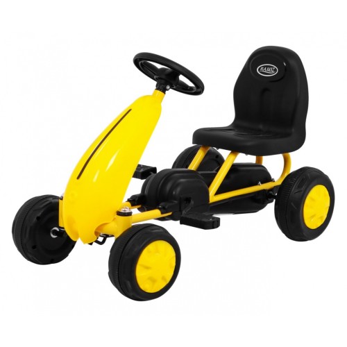První pedálová motokára pro nejmladší žlutá + řetězový pohon + kola z gumy